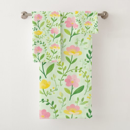 Frühlings-Pastell-Blumenmuster Badhandtuch Set (Insitu)