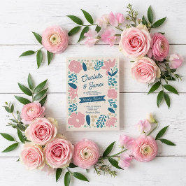 Frühlings-Pastell-Blüten-Hochzeitseinladung Einladung