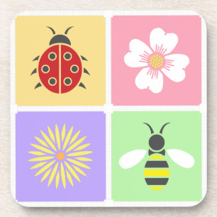 Frühlings-Patches Quadratischer Untersetzer