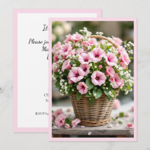 Frühlings-Petunien in Rosa Personalisierte Party Einladung