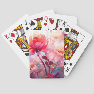 Frühlings-Pfingstrosen-Blüten-Garten-Aquarell Spielkarten
