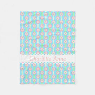 Frühlings-Polka-Punkt-Blumen-Bänder personalisie Fleecedecke