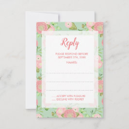 Frühlings Ranunculus Mint Floral Hochzeitskarten RSVP Karte