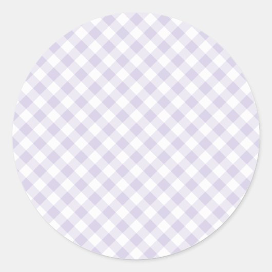 Frühlings-Retro-Gingham | Staubiges Lavendel Runder Aufkleber (Vorderseite)