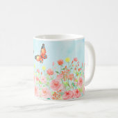 Frühlings-Rosen und -schmetterlinge Kaffeetasse (VorderseiteRechts)