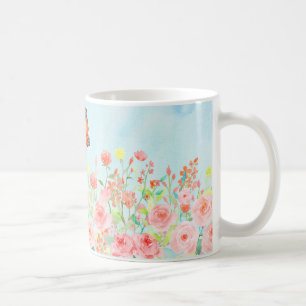 Frühlings-Rosen und -schmetterlinge Kaffeetasse