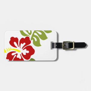 Frühlings-rote Digital-Kunst-Hibiskus-Blume Gepäckanhänger