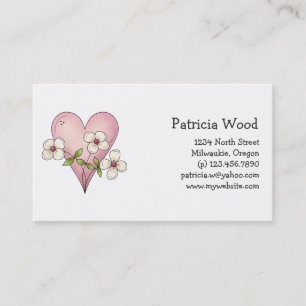 Frühlings-Sachen · Herz u. Blumen Visitenkarte