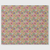 Frühlings-Saison Retro-Blumenfarben Nahtloses Must Geschenkpapier (Flach)