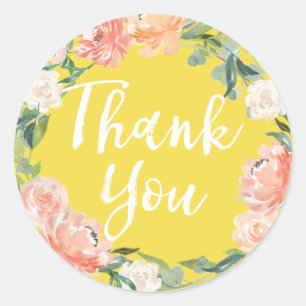 Frühlings-Scham-Wasserfarben-Blumen-Gelb-Dankeschö Runder Aufkleber