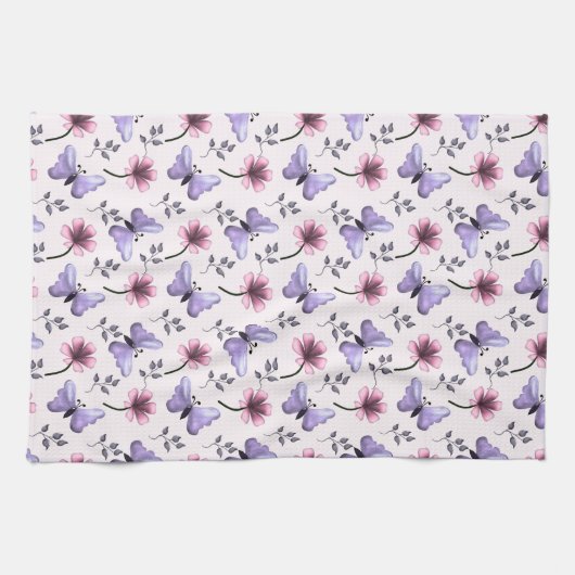 Frühlings-Schmetterling-Blumengeschenk   Geschirrtuch (Horizontal)