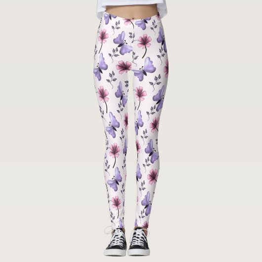 Frühlings-Schmetterling-Blumengeschenk Leggings (Vorderseite)