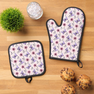 Frühlings-Schmetterling-Blumengeschenk   Ofenhandschuh & Topflappen-Set
