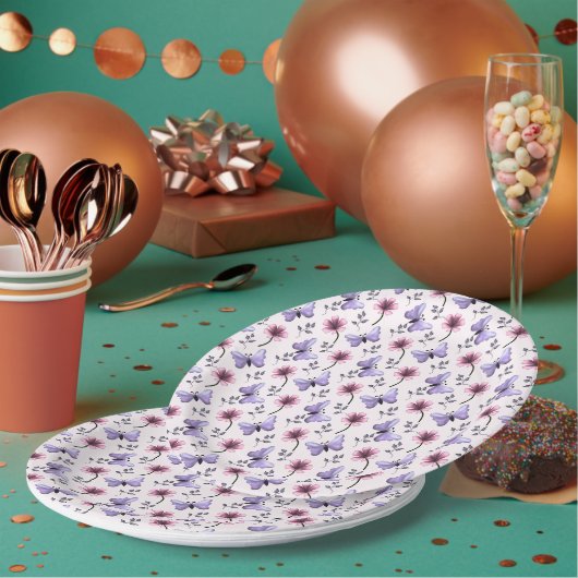 Frühlings-Schmetterling-Blumengeschenk Pappteller (Multi)