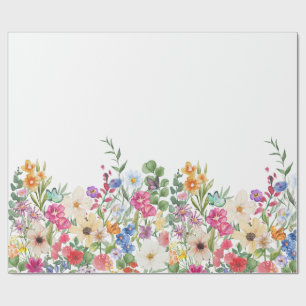Frühlings-Schmetterling mit Wildblumen Geschenkpapier
