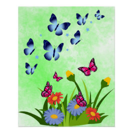 Frühlings-Schmetterling-Wildblumenwiese Poster
