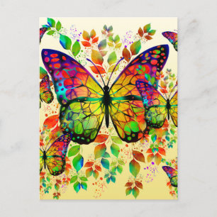 FRÜHLINGS SCHMETTERLINGE FARBENFROHE NATUR POSTKARTE
