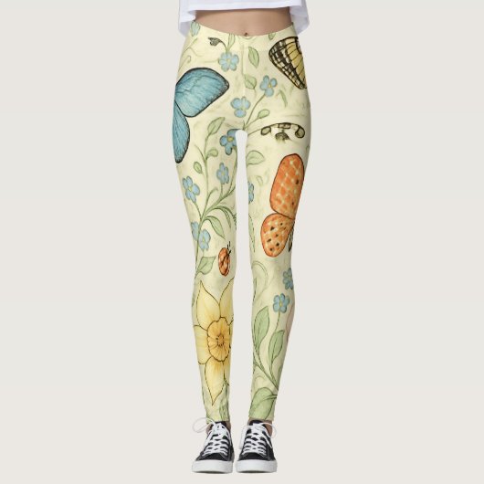 Frühlings-Schmetterlinge Leggings (Vorderseite)