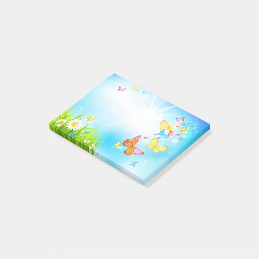 Frühlings-Schmetterlinge Post-it Klebezettel (angewinkelt)