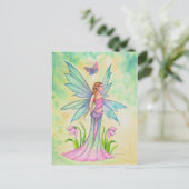 Frühlings-Schmetterlings-Fee Fantasy-Kunst Postkarte (Stehend Vorderseite)