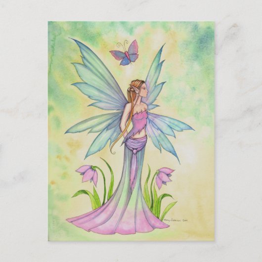 Frühlings-Schmetterlings-Fee Fantasy-Kunst Postkarte (Vorderseite)