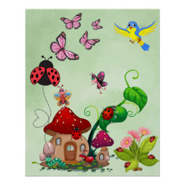 Frühlings-Schmetterlings-Wildblumenwiese Poster