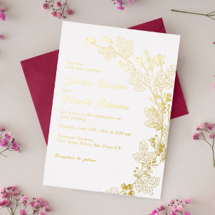 Frühlings Senf Gelb Lila Wiesenblume Hochzeit Folieneinladung