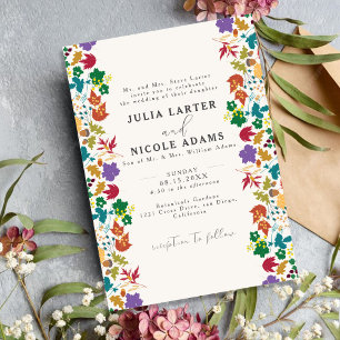 Frühlings-Senf Lila Wiesenblume Foto Hochzeit Einladung