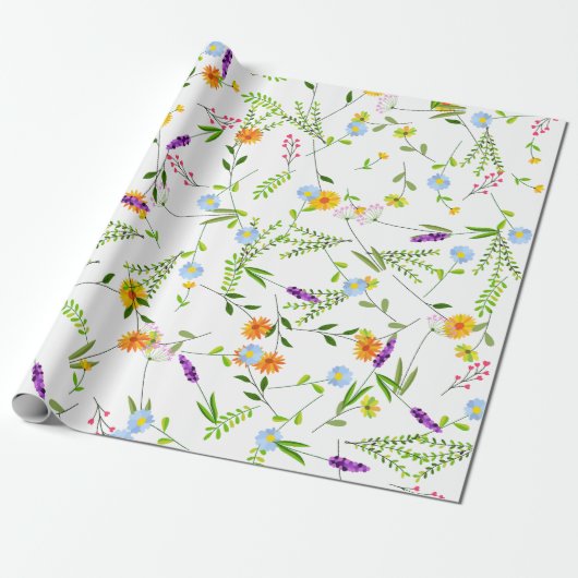 Frühlings Sommer Wildblumen Geschenkpapier (Ungerollt)