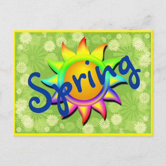 Frühlings-Sonne und Blumen Postkarte (Vorderseite)