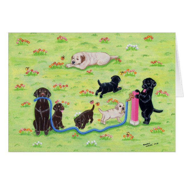 Frühlings-Spaß Labradors Malerei (Vorderseite (Horizontal))