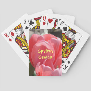 Frühlings-Spielkarten Rosa Tulpen Blumen Spaß Spielkarten
