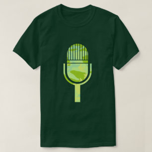 Frühlings-Tarnmuster Vintage-Mikrofon T-Shirt