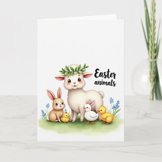 Frühlings-Tierfreunde Süße Karte (Vorderseite)