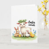 Frühlings-Tierfreunde Süße Karte (Gelbe Blume)