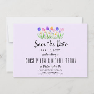 Frühlings-Tulpe Elegante Lavendel Moderne Hochzeit Save The Date