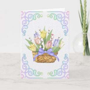 Frühlings-Tulpe-Korb Feiertagskarte