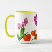 Frühlings-Tulpen-Blumen-Illustration Tasse (Links)