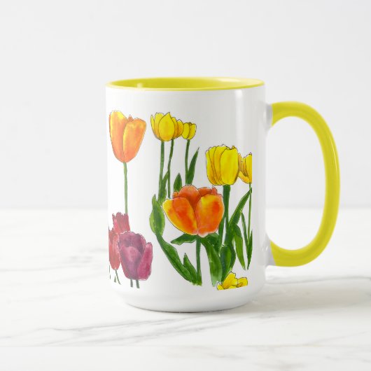 Frühlings-Tulpen-Blumen-Illustration Tasse (Rechts)