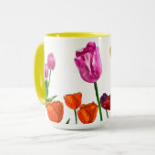 Frühlings-Tulpen-Blumen-Illustration Tasse (Vorderseite Links)