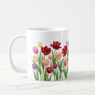 Frühlings-Tulpen-Garten-Schmetterling-Blumen-Kunst Kaffeetasse
