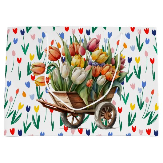 Frühlings-Tulpen Große Geschenktüte (Vorderseite)