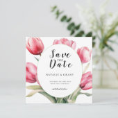 Frühlings-Tulpen-Hochzeit Save The Date (Stehend Vorderseite)