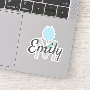 Frühlings-Tulpen-Monogramm benutzerdefinierter Nam Aufkleber