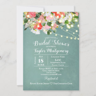Frühlings-Tulpen & Rosen   Türkise  Hochzeitstorte Einladung