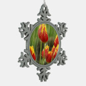 Frühlings-Tulpen Schneeflocken Zinn-Ornament (Links)