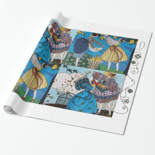 FRÜHLINGS- UND SOMMER-ART-DECO-SCHÖNHEIT-MODE-KOST GESCHENKPAPIER