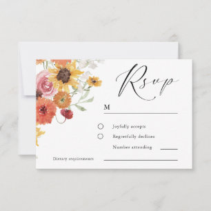 Frühlings- und Sommerblumen Moderne Hochzeit RSVP Karte