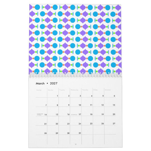 Frühlings-Verzierungen Kalender (Mär 2027)