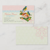 Frühlings-Vintage niedliche Vogel-Paare und Nest Visitenkarte (Vorne/Hinten)